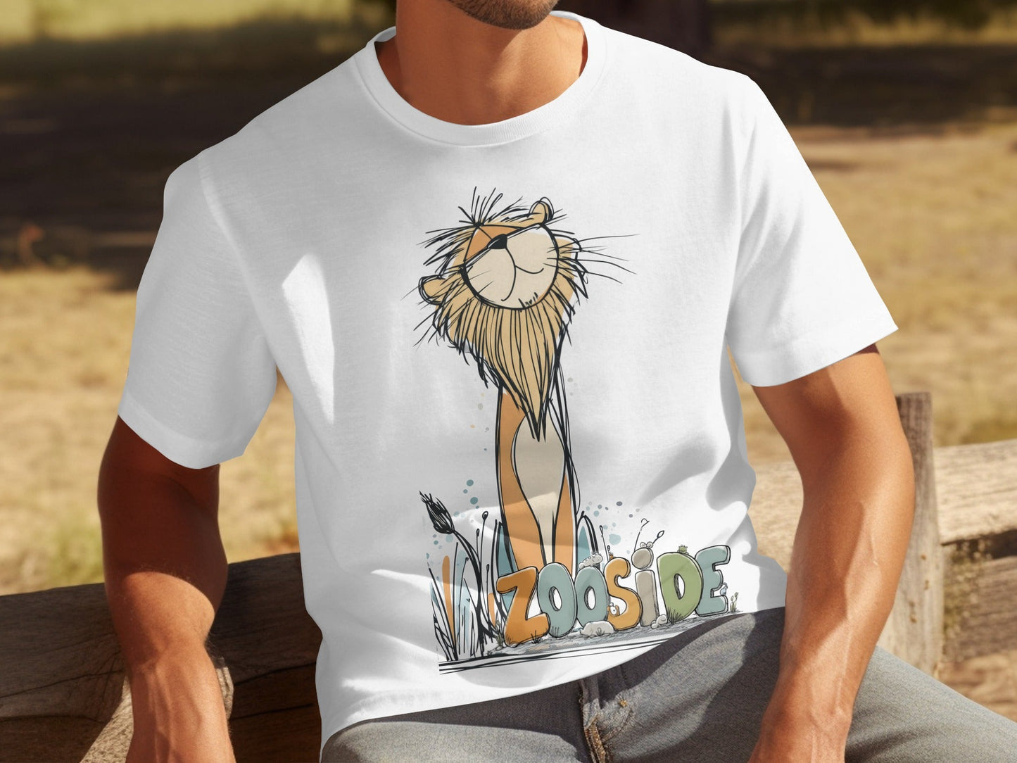 RMA APPAREL Zooside Lion Cute Wildlife Cartoon Sizes S - 5XL T-Shirt - Zooside White T-Shirts - RMA APPAREL - Roclla Media Apparel Store