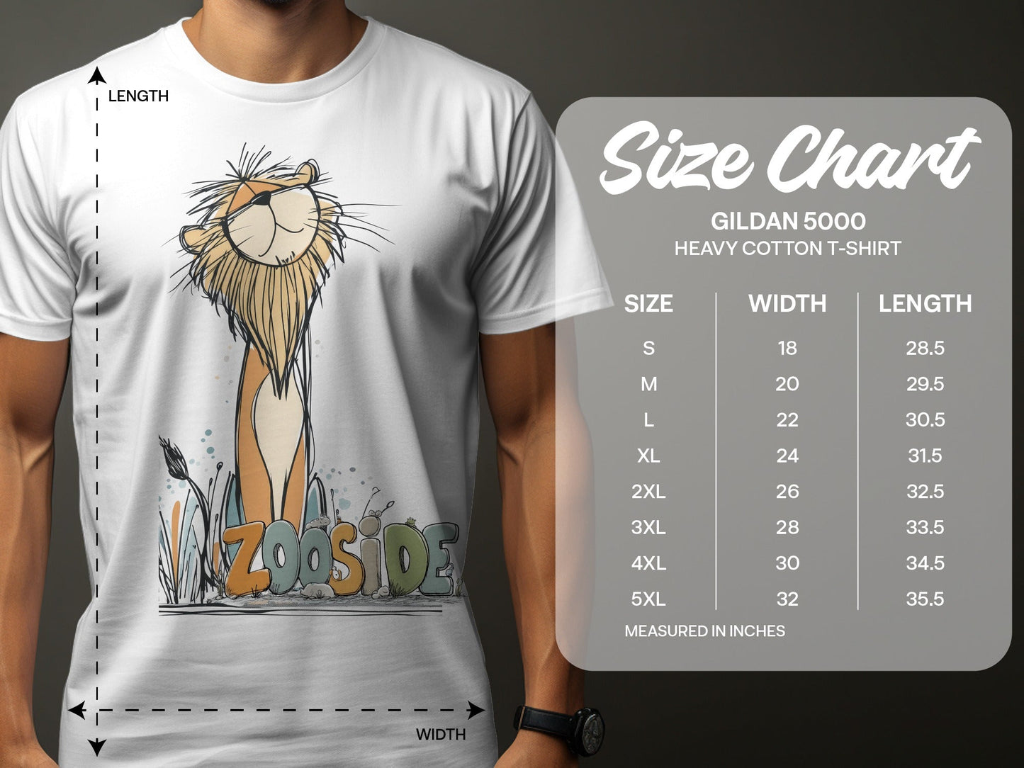 RMA APPAREL Zooside Lion Cute Wildlife Cartoon Sizes S - 5XL T-Shirt - Zooside White T-Shirts - RMA APPAREL - Roclla Media Apparel Store