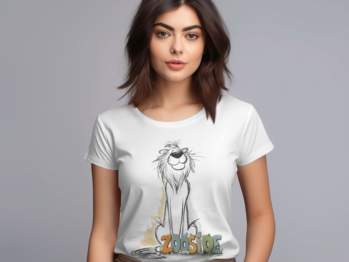 RMA APPAREL Zooside Lion Graphic Men's Unisex Wildlife T-Shirt - Zooside White T-Shirts - RMA APPAREL - Roclla Media Apparel Store
