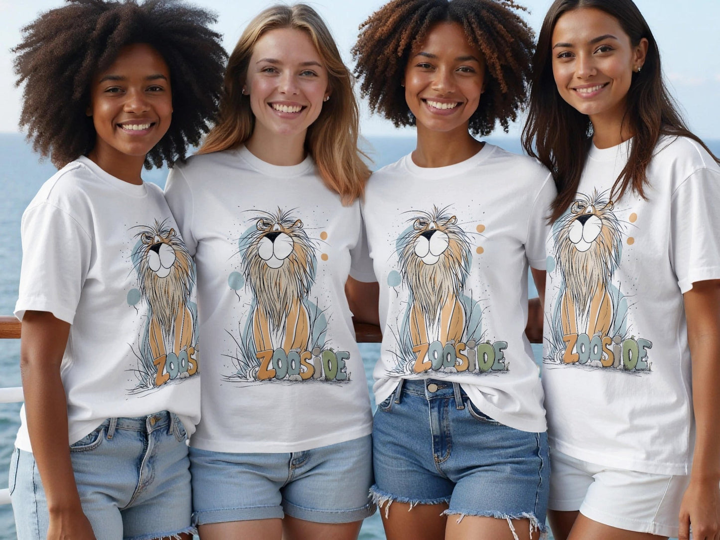 RMA APPAREL Zooside Lion Graphic Mens Womens Unisex T-Shirt - Zooside White T-Shirts - RMA APPAREL - Roclla Media Apparel Store