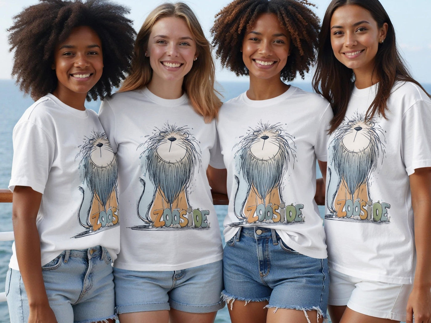 RMA APPAREL Zooside Lion Illustration Sizes S to 5XL T-Shirt - Zooside White T-Shirts - RMA APPAREL - Roclla Media Apparel Store