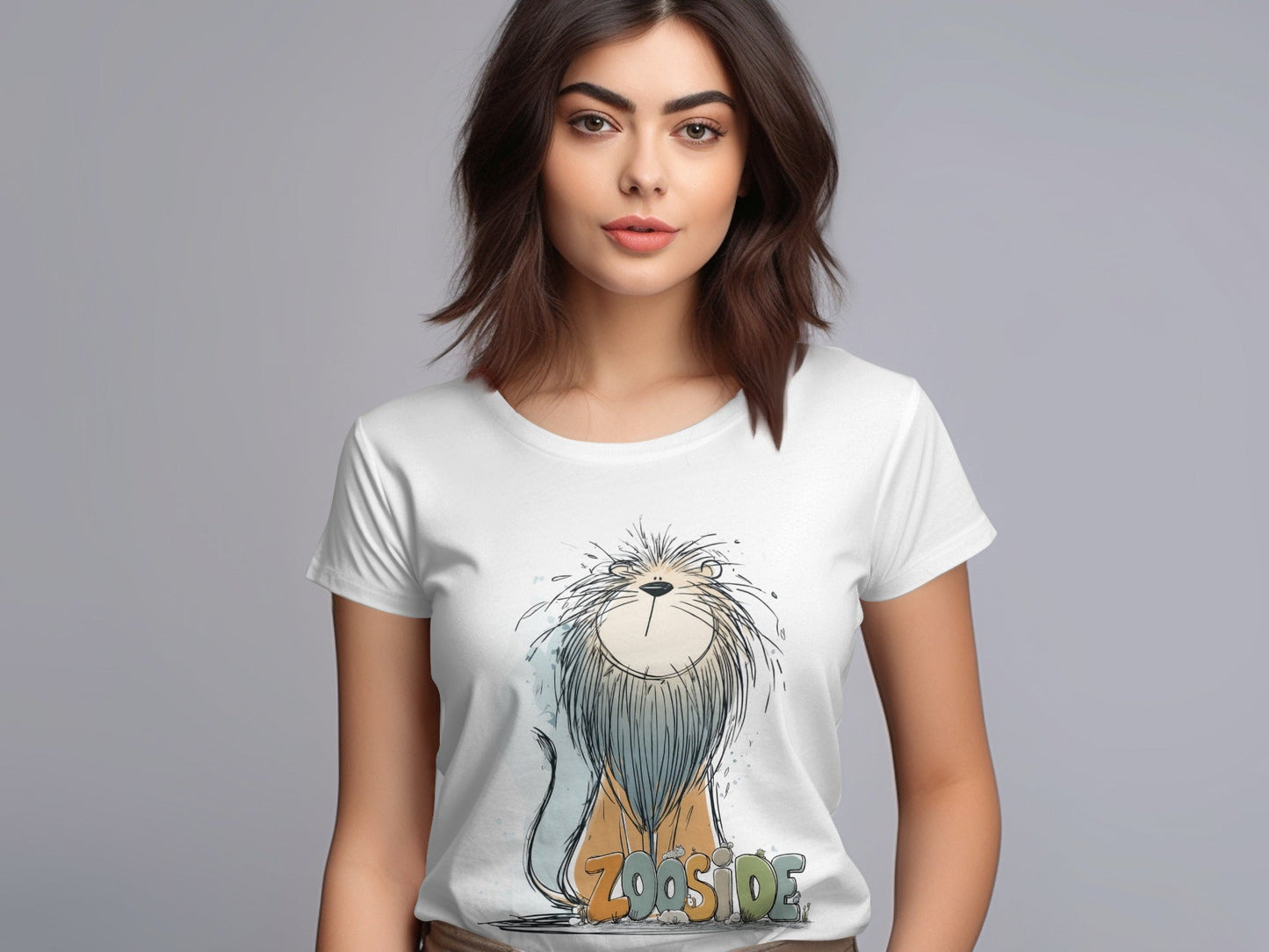 RMA APPAREL Zooside Lion Illustration Sizes S to 5XL T-Shirt - Zooside White T-Shirts - RMA APPAREL - Roclla Media Apparel Store