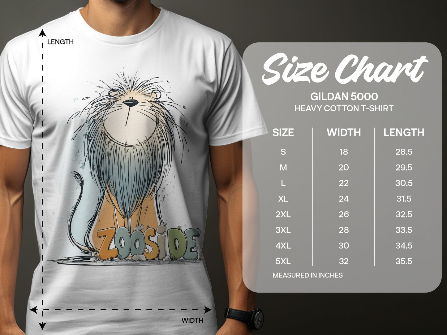 RMA APPAREL Zooside Lion Illustration Sizes S to 5XL T-Shirt - Zooside White T-Shirts - RMA APPAREL - Roclla Media Apparel Store