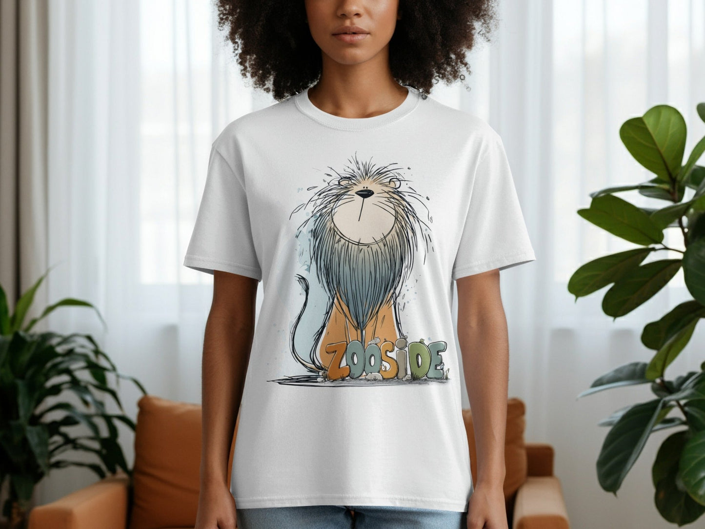RMA APPAREL Zooside Lion Illustration Sizes S to 5XL T-Shirt - Zooside White T-Shirts - RMA APPAREL - Roclla Media Apparel Store