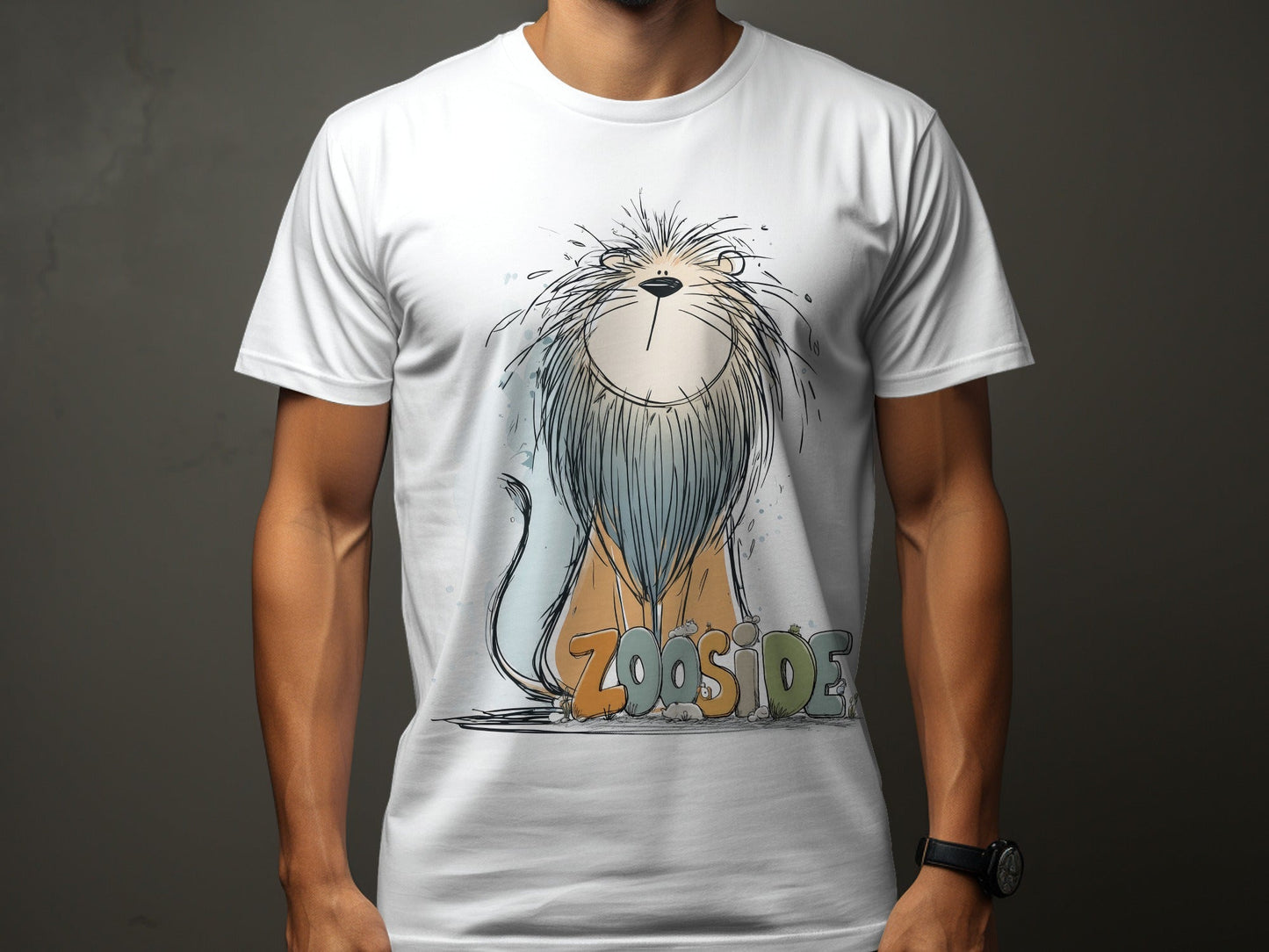 RMA APPAREL Zooside Lion Illustration Sizes S to 5XL T-Shirt - Zooside White T-Shirts - RMA APPAREL - Roclla Media Apparel Store