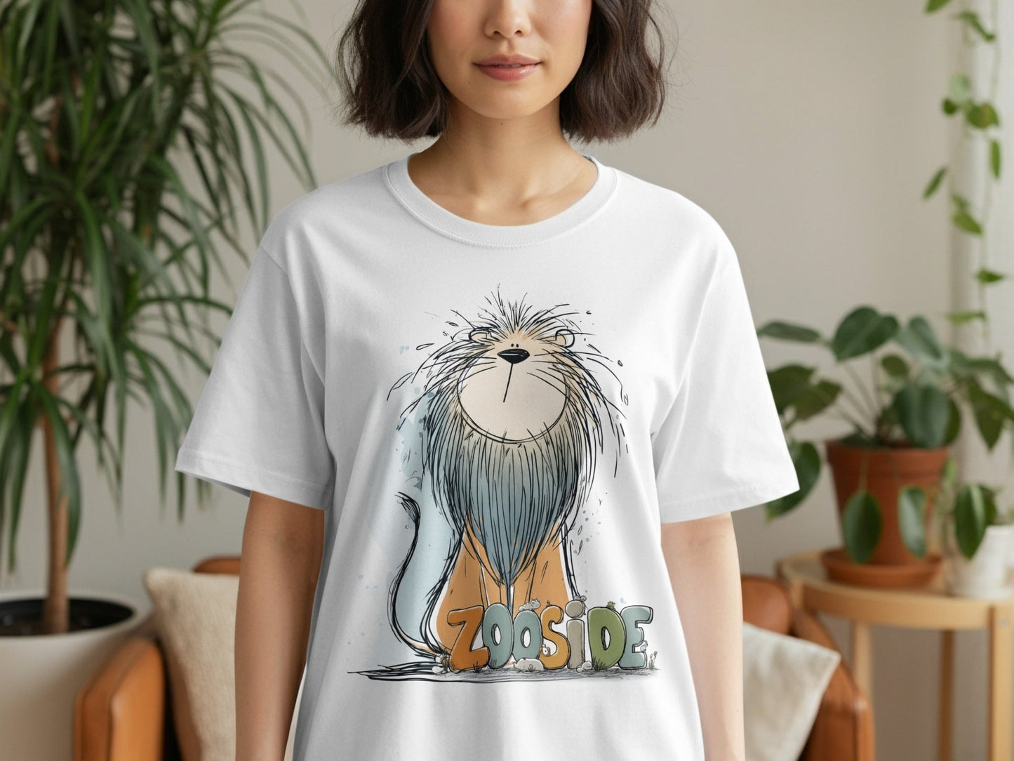 RMA APPAREL Zooside Lion Illustration Sizes S to 5XL T-Shirt - Zooside White T-Shirts - RMA APPAREL - Roclla Media Apparel Store