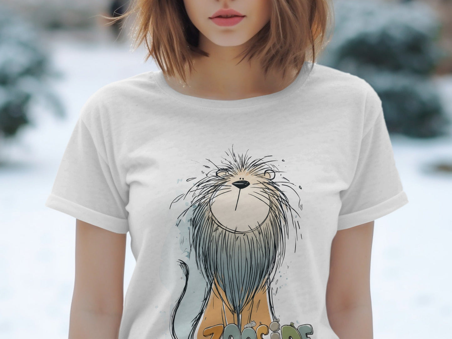 RMA APPAREL Zooside Lion Illustration Sizes S to 5XL T-Shirt - Zooside White T-Shirts - RMA APPAREL - Roclla Media Apparel Store
