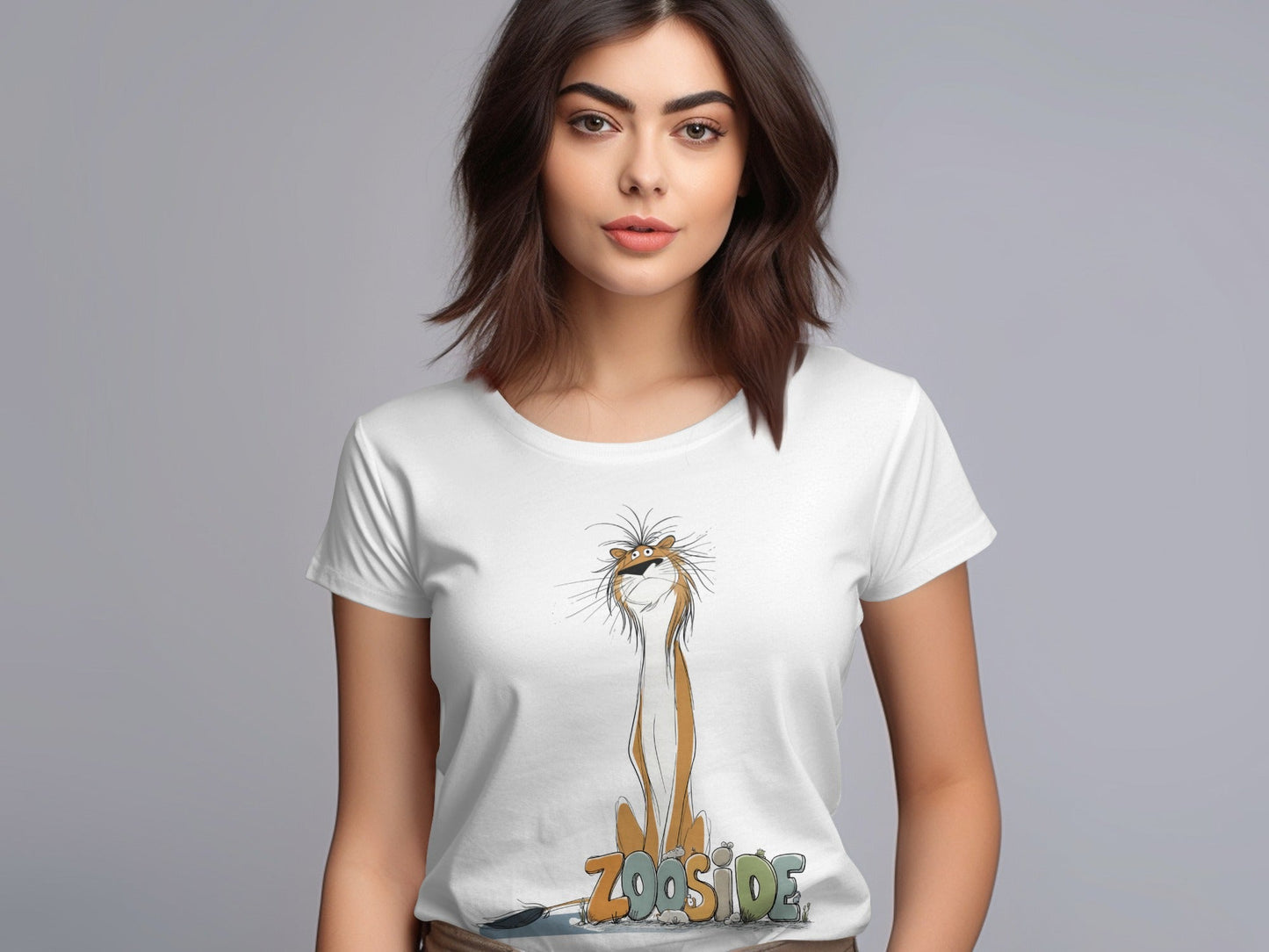 RMA APPAREL Zooside Lion Wildlife Funny Graphic Mens T-Shirt - Zooside White T-Shirts - RMA APPAREL - Roclla Media Apparel Store