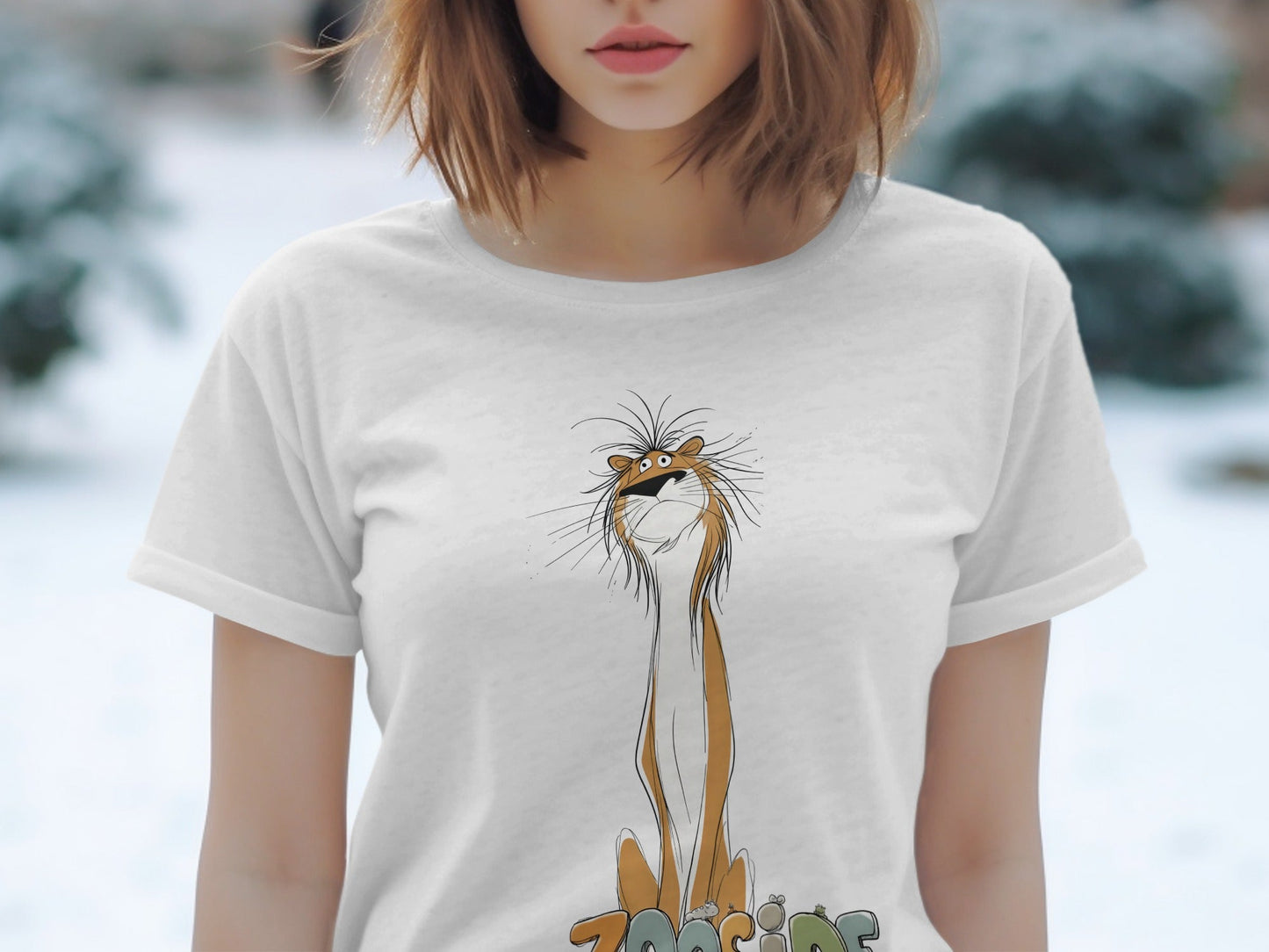 RMA APPAREL Zooside Lion Wildlife Funny Graphic Mens T-Shirt - Zooside White T-Shirts - RMA APPAREL - Roclla Media Apparel Store