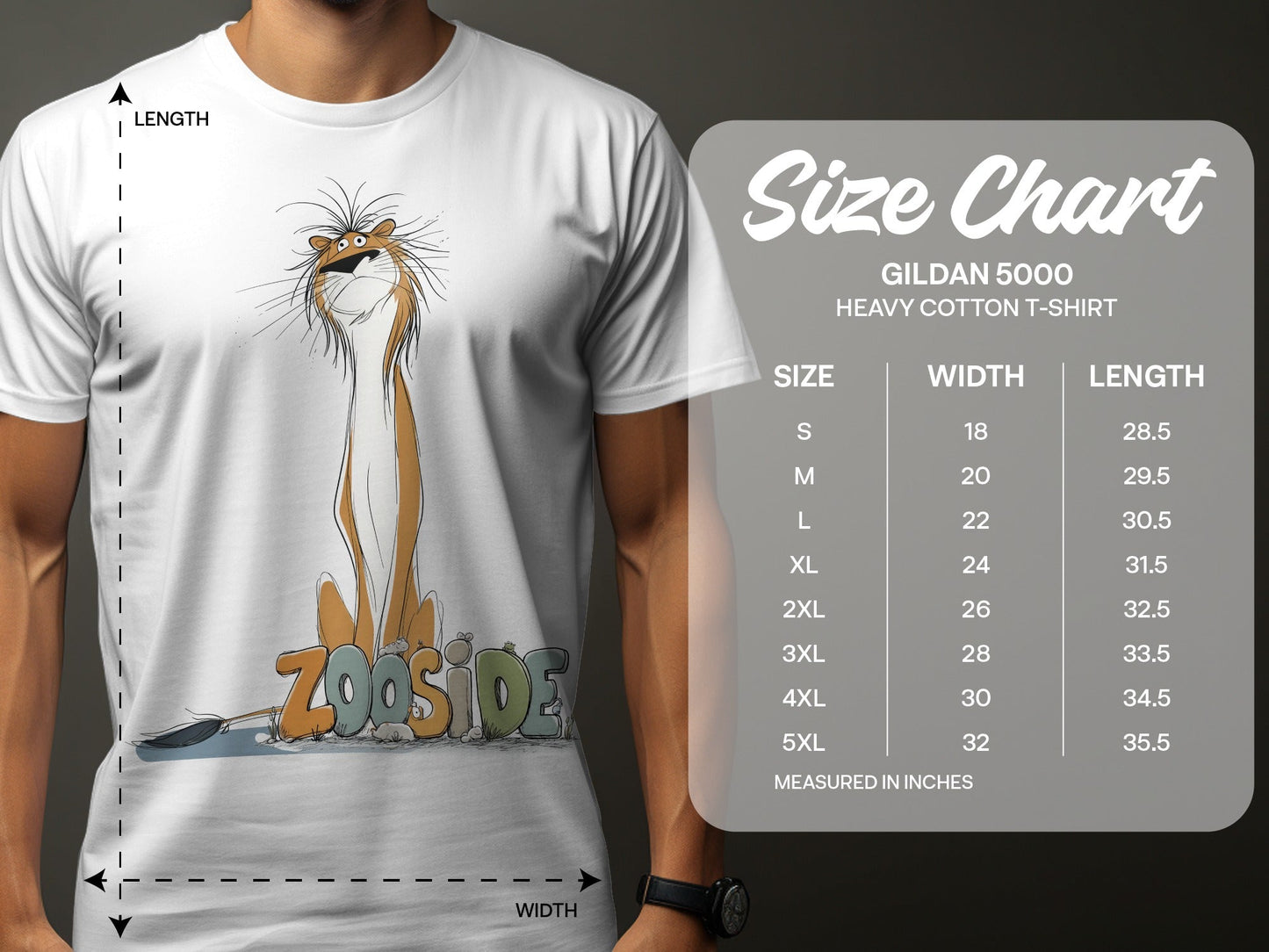 RMA APPAREL Zooside Lion Wildlife Funny Graphic Mens T-Shirt - Zooside White T-Shirts - RMA APPAREL - Roclla Media Apparel Store