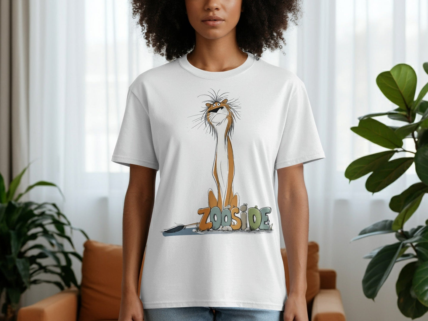 RMA APPAREL Zooside Lion Wildlife Funny Graphic Mens T-Shirt - Zooside White T-Shirts - RMA APPAREL - Roclla Media Apparel Store