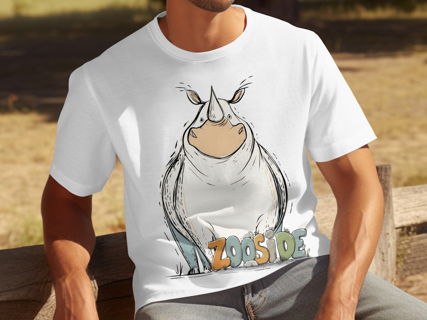 RMA APPAREL Zooside Rhinoceros Graphic Mens and Womens T-Shirt - Zooside White T-Shirts - RMA APPAREL - Roclla Media Apparel Store