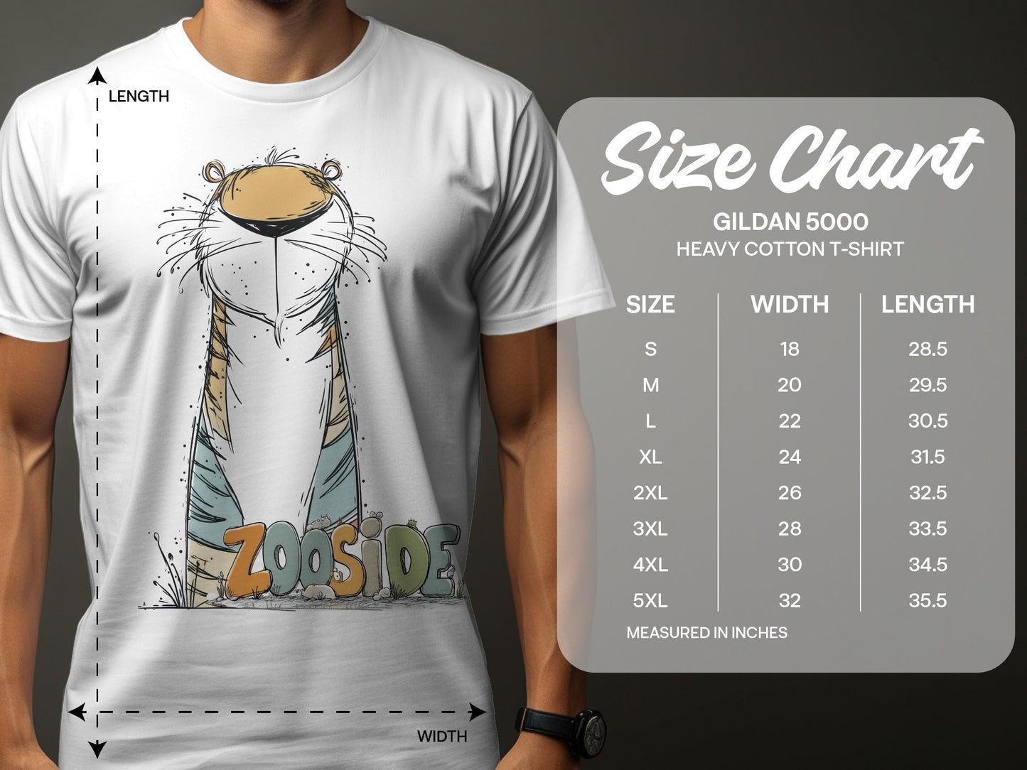RMA APPAREL Zooside Tiger Wildlife Graphic Mens Sizes T-Shirt - Zooside White T-Shirts - RMA APPAREL - Roclla Media Apparel Store