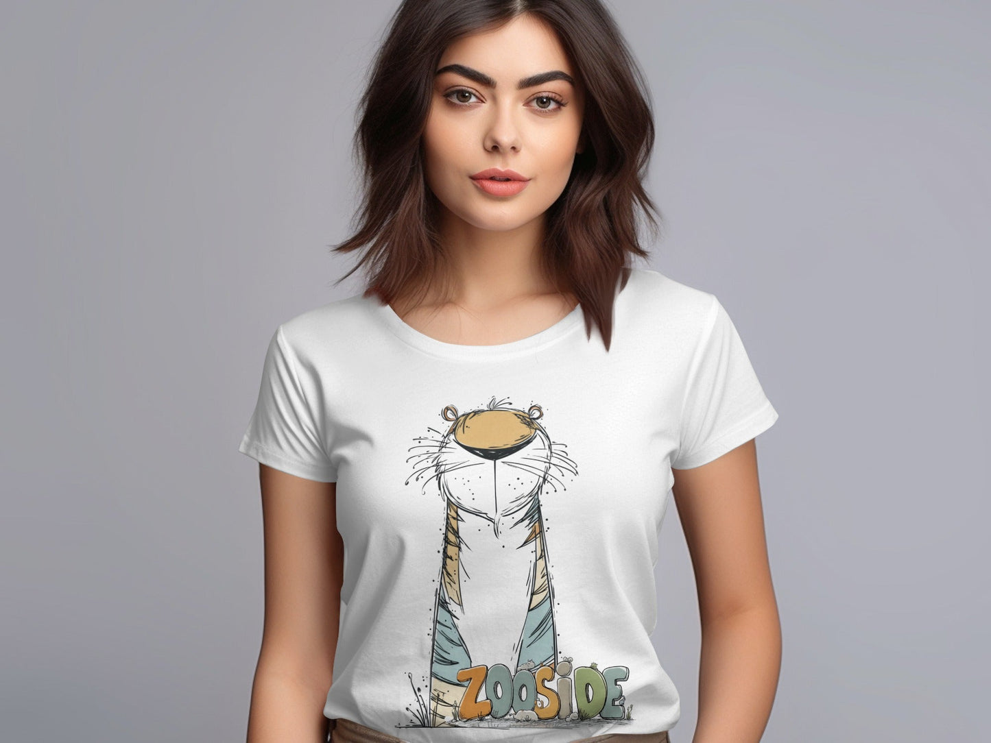 RMA APPAREL Zooside Tiger Wildlife Graphic Mens Sizes T-Shirt - Zooside White T-Shirts - RMA APPAREL - Roclla Media Apparel Store