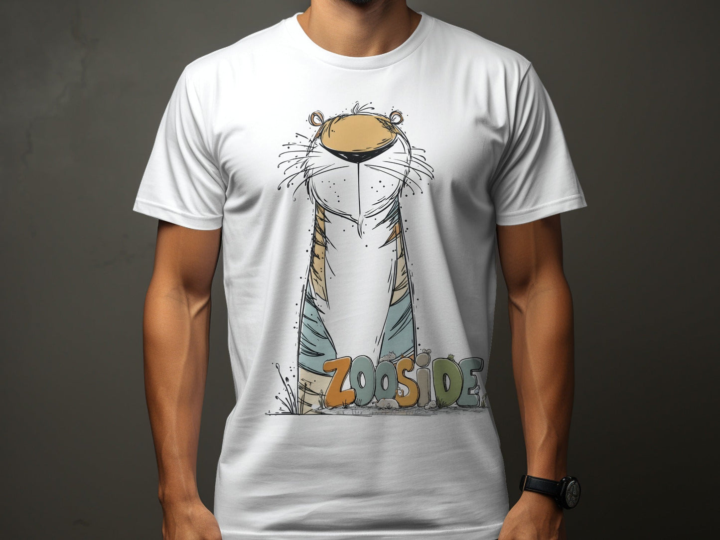 RMA APPAREL Zooside Tiger Wildlife Graphic Mens Sizes T-Shirt - Zooside White T-Shirts - RMA APPAREL - Roclla Media Apparel Store