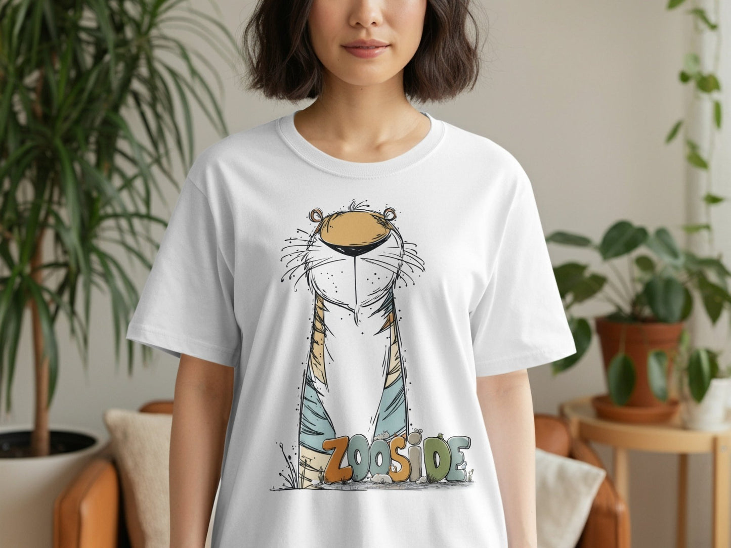 RMA APPAREL Zooside Tiger Wildlife Graphic Mens Sizes T-Shirt - Zooside White T-Shirts - RMA APPAREL - Roclla Media Apparel Store