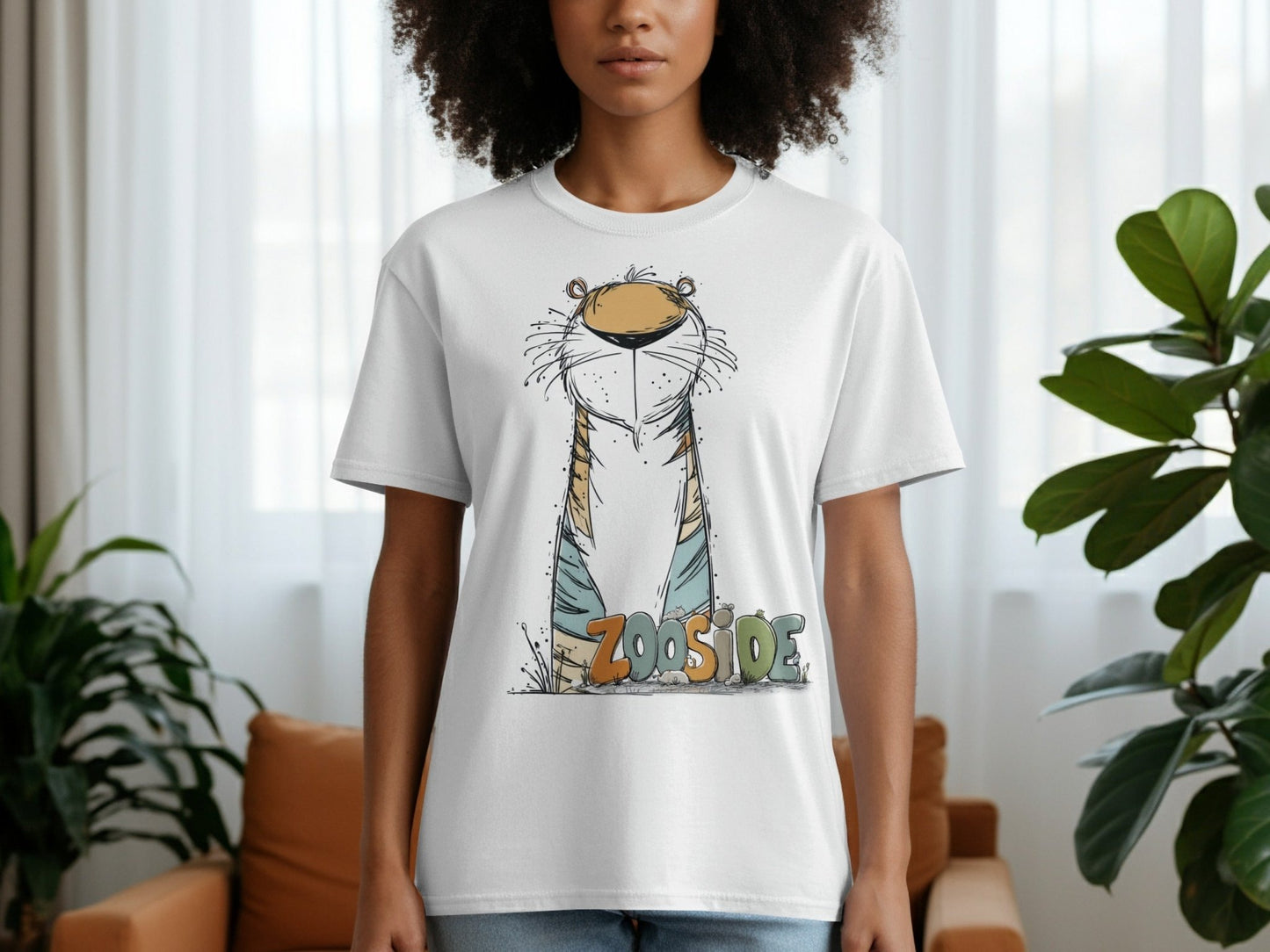 RMA APPAREL Zooside Tiger Wildlife Graphic Mens Sizes T-Shirt - Zooside White T-Shirts - RMA APPAREL - Roclla Media Apparel Store