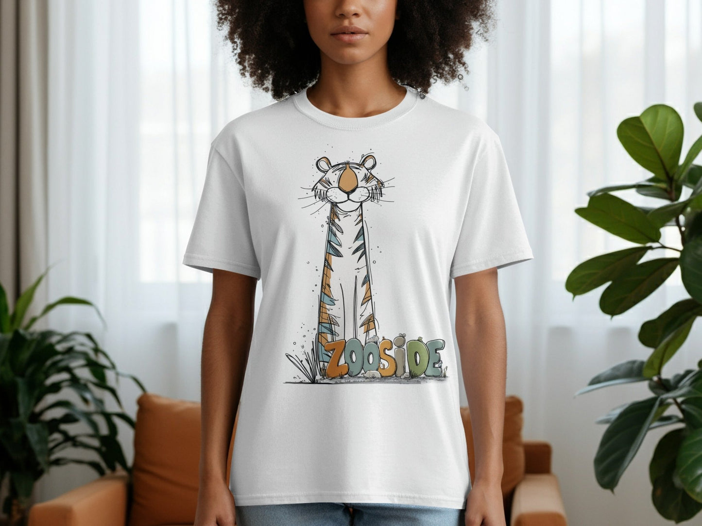 RMA APPAREL Zooside Tiger Wildlife Unisex T-Shirt Sizes S - 5XL T-Shirt - Zooside White T-Shirts - RMA APPAREL - Roclla Media Apparel Store