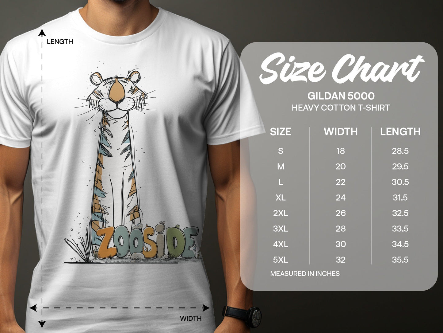 RMA APPAREL Zooside Tiger Wildlife Unisex T-Shirt Sizes S - 5XL T-Shirt - Zooside White T-Shirts - RMA APPAREL - Roclla Media Apparel Store