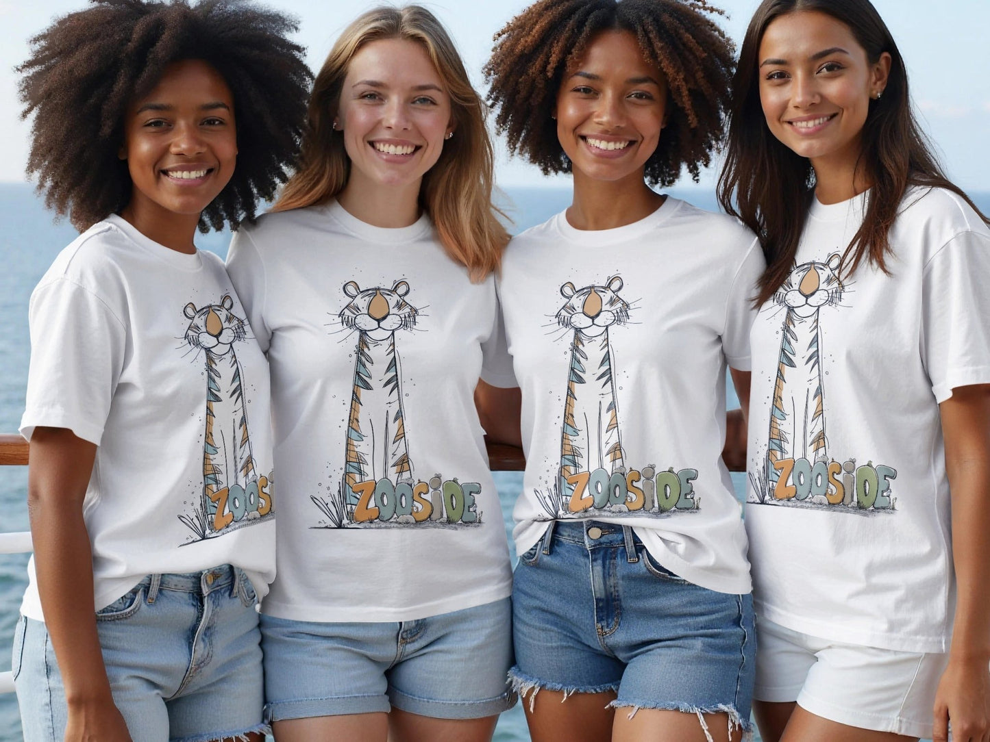 RMA APPAREL Zooside Tiger Wildlife Unisex T-Shirt Sizes S - 5XL T-Shirt - Zooside White T-Shirts - RMA APPAREL - Roclla Media Apparel Store