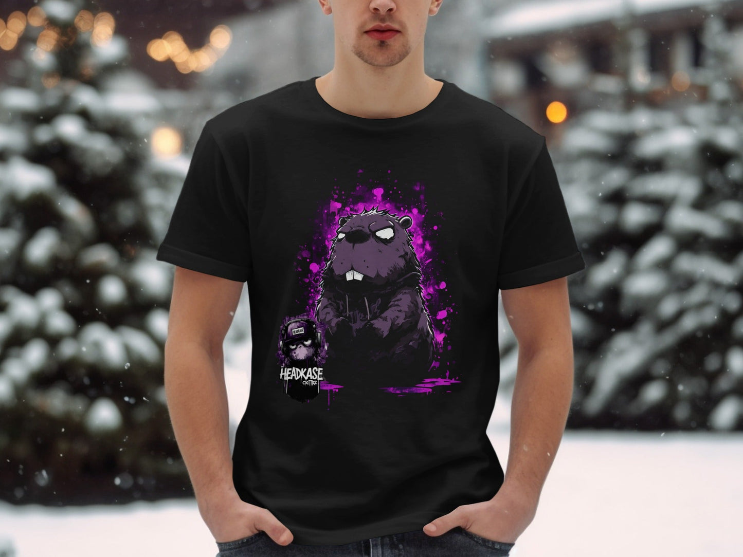 Street Art Cartoon Illustration Mens Sizes S to 5XL T-Shirt - Headcase Crittrz Black T-Shirt - RMA APPAREL - Roclla Media Apparel Store