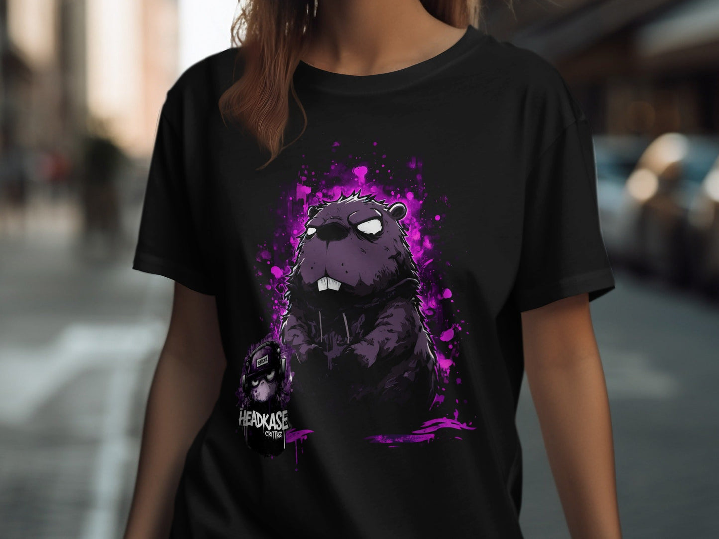 Street Art Cartoon Illustration Mens Sizes S to 5XL T-Shirt - Headcase Crittrz Black T-Shirt - RMA APPAREL - Roclla Media Apparel Store