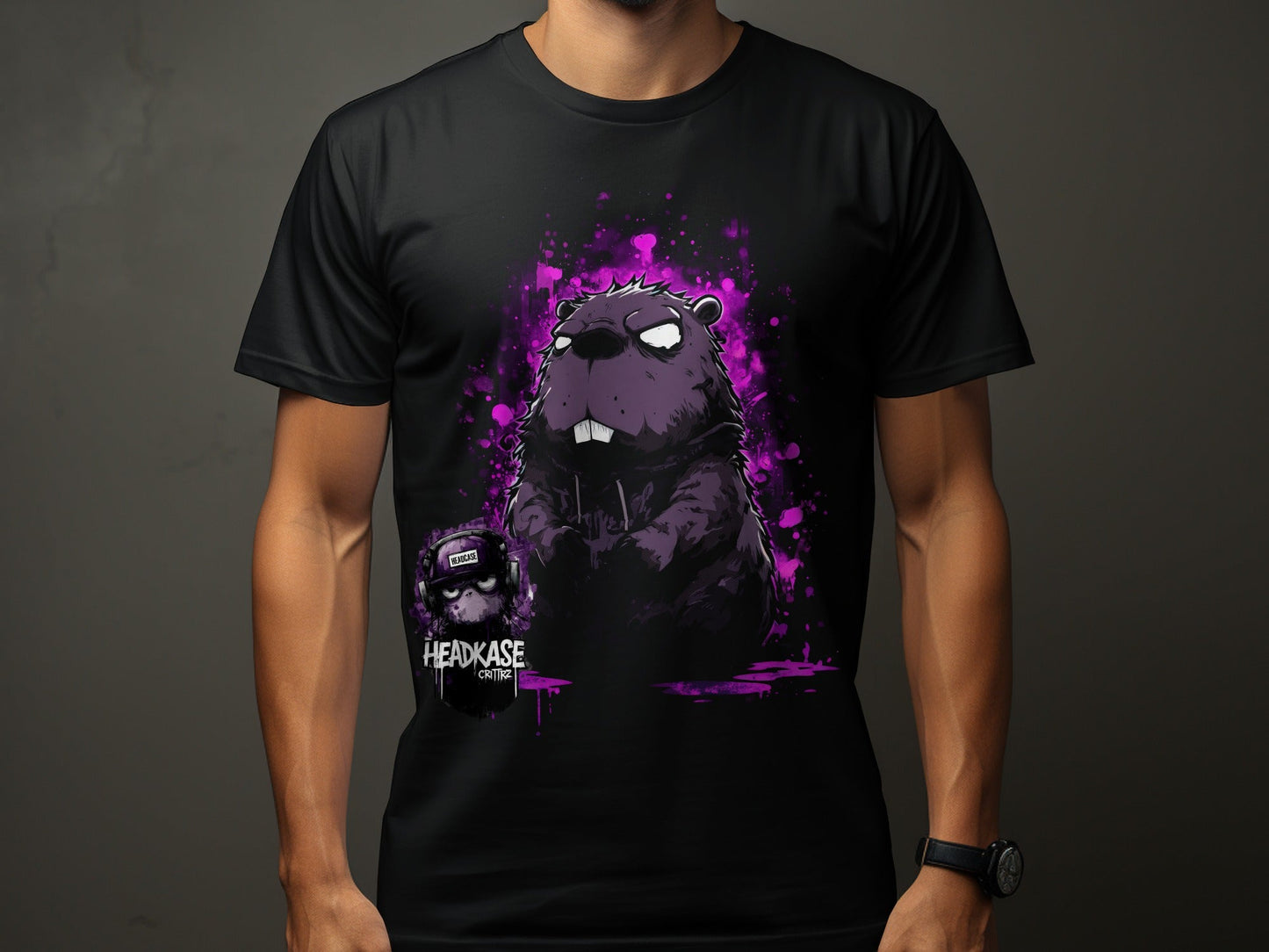 Street Art Cartoon Illustration Mens Sizes S to 5XL T-Shirt - Headcase Crittrz Black T-Shirt - RMA APPAREL - Roclla Media Apparel Store
