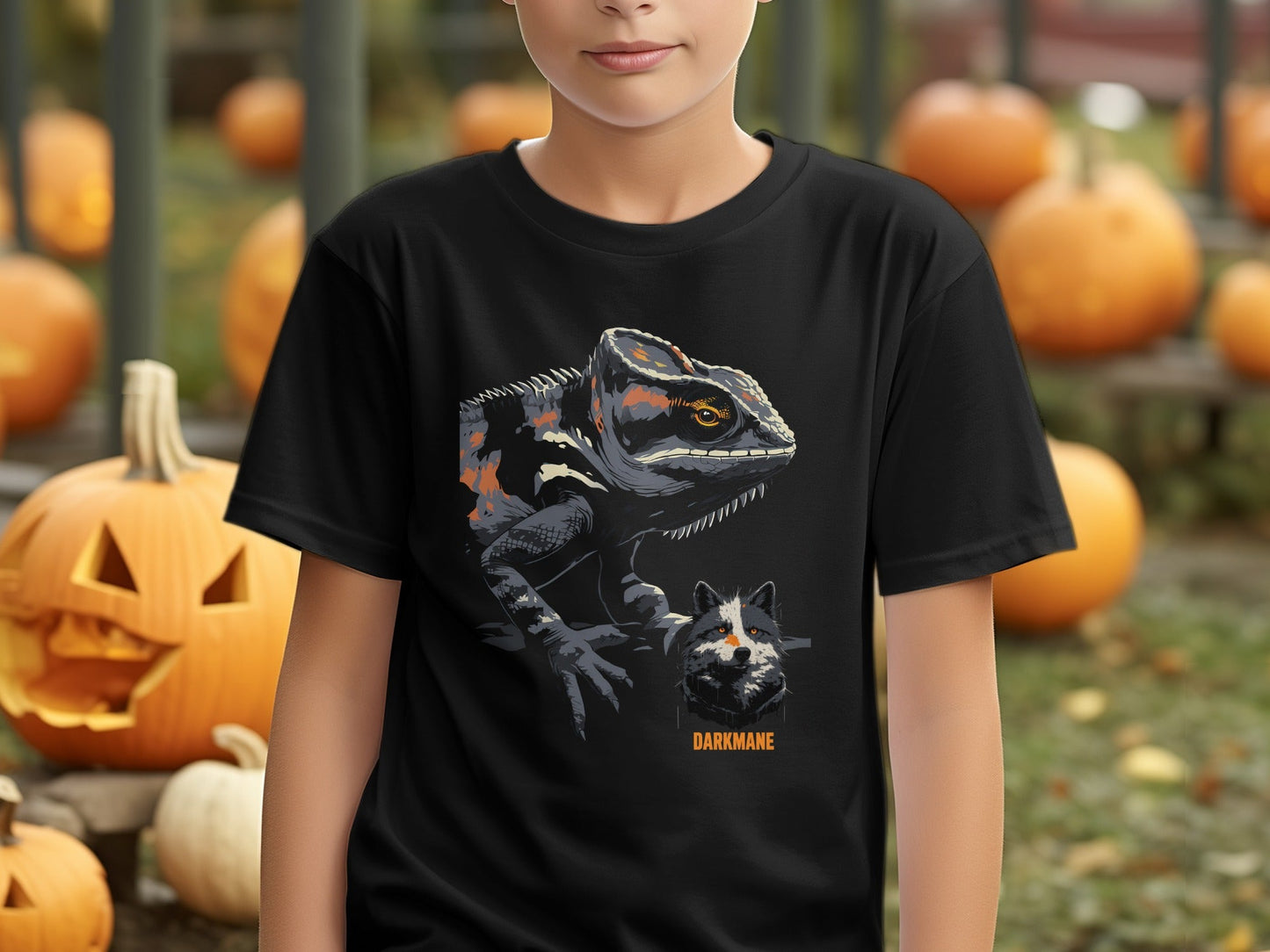 Street Art Chameleon And Wildlife Graphic Sizes S to 5XL T-Shirt - Darkmane Black T-Shirt - RMA APPAREL - Roclla Media Apparel Store