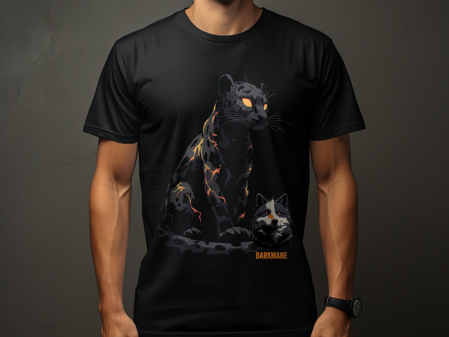 Street Art Darkmane Animals Sizes S 5XL Unisex T-Shirt - Darkmane Black T-Shirt - RMA APPAREL - Roclla Media Apparel Store