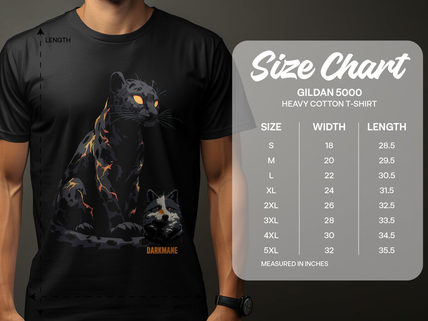 Street Art Darkmane Animals Sizes S 5XL Unisex T-Shirt - Darkmane Black T-Shirt - RMA APPAREL - Roclla Media Apparel Store