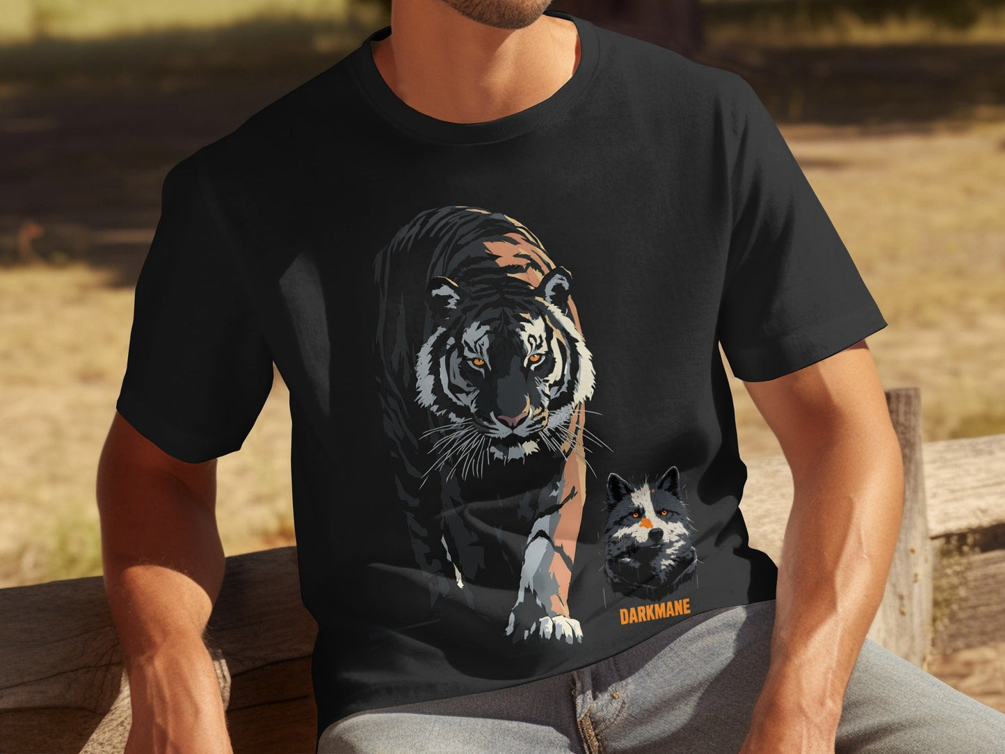 Street Art Darkmane Tiger Wildlife Mens Sizes S to 5XL T-Shirt - Darkmane Black T-Shirt - RMA APPAREL - Roclla Media Apparel Store