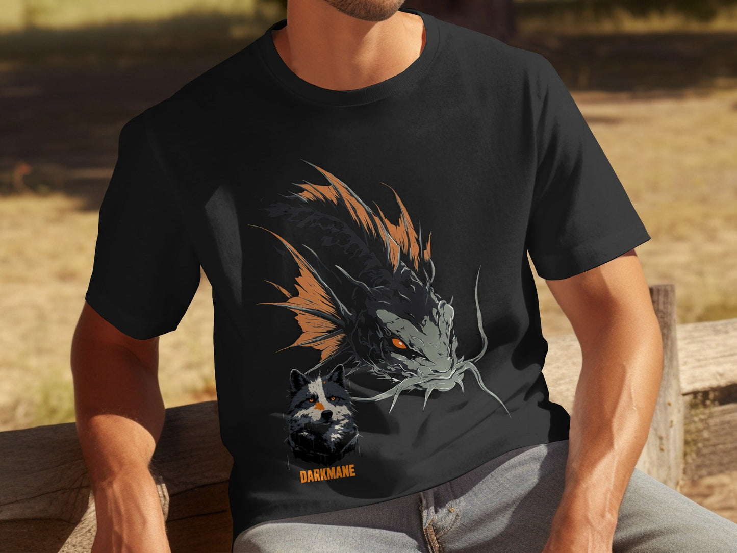 Street Art Darkmane Wildlife Fish Graphic Unisex T-Shirt Sizes S - 5XL - Darkmane Black T-Shirt - RMA APPAREL - Roclla Media Apparel Store