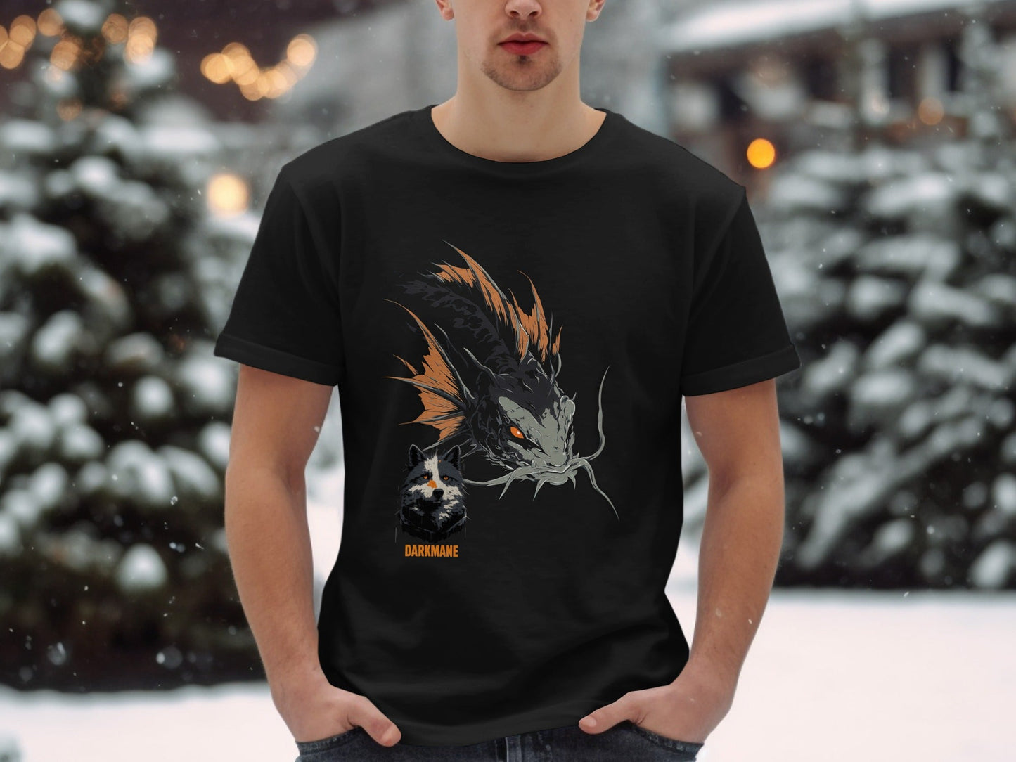 Street Art Darkmane Wildlife Fish Graphic Unisex T-Shirt Sizes S - 5XL - Darkmane Black T-Shirt - RMA APPAREL - Roclla Media Apparel Store