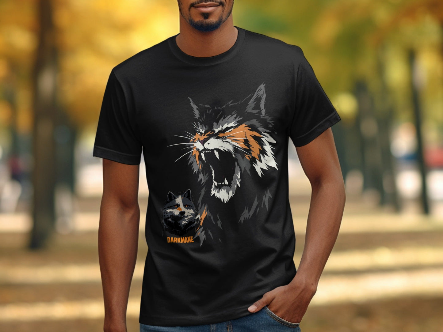 Street Art Darkmane Wildlife Graphic Unisex T-Shirt Sizes S - 5XL - Darkmane Black T-Shirt - RMA APPAREL - Roclla Media Apparel Store