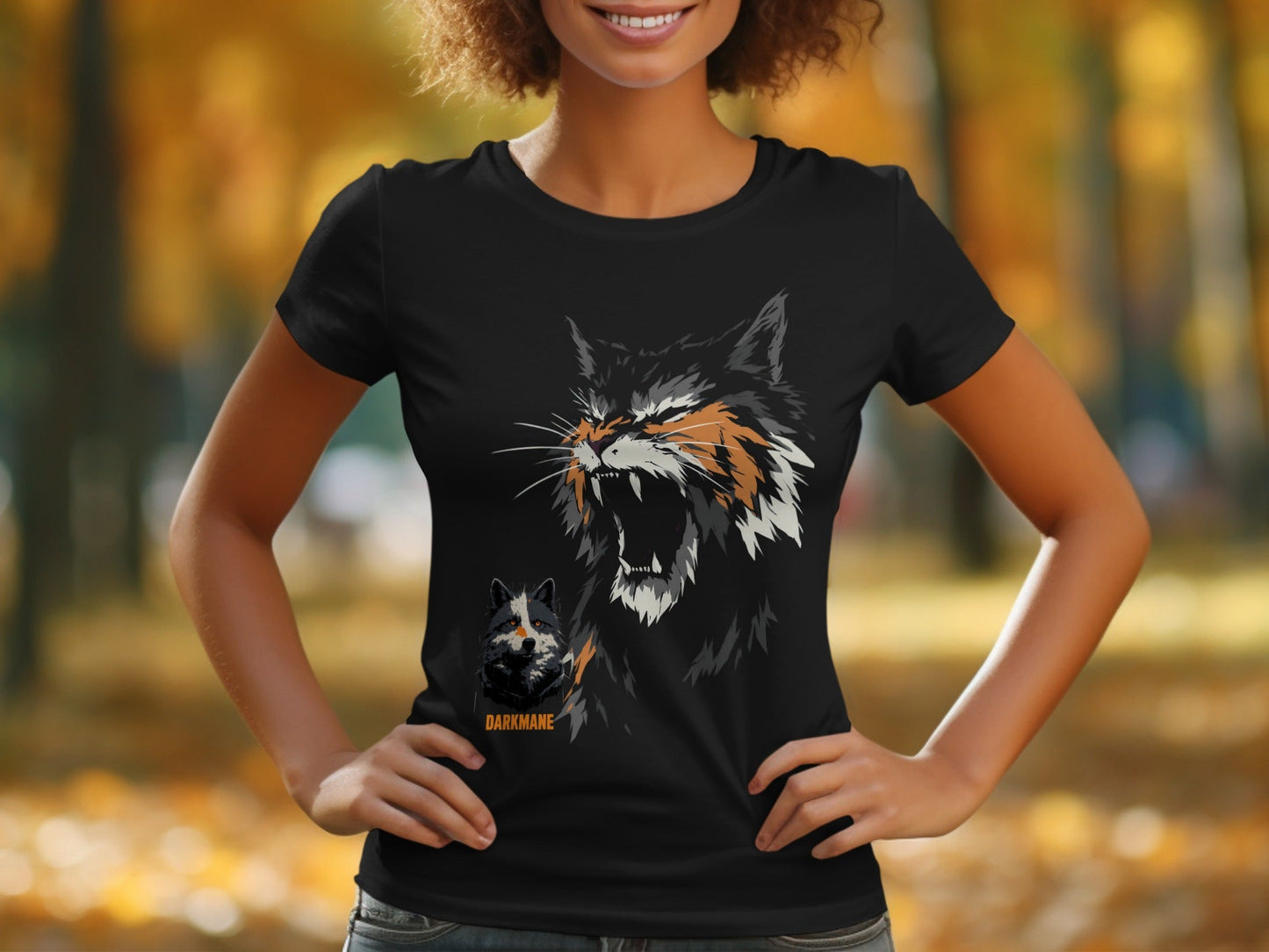 Street Art Darkmane Wildlife Graphic Unisex T-Shirt Sizes S - 5XL - Darkmane Black T-Shirt - RMA APPAREL - Roclla Media Apparel Store