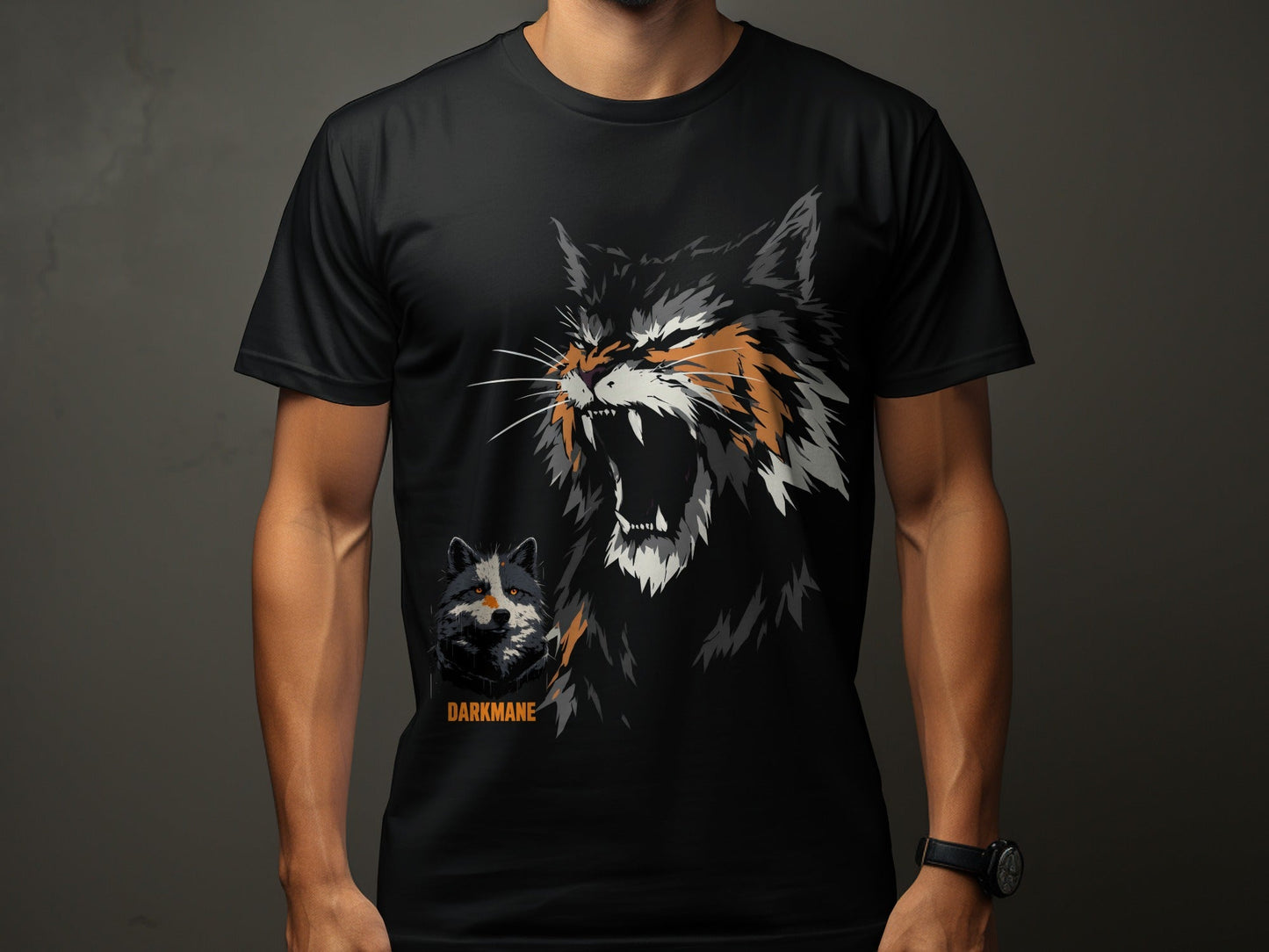 Street Art Darkmane Wildlife Graphic Unisex T-Shirt Sizes S - 5XL - Darkmane Black T-Shirt - RMA APPAREL - Roclla Media Apparel Store
