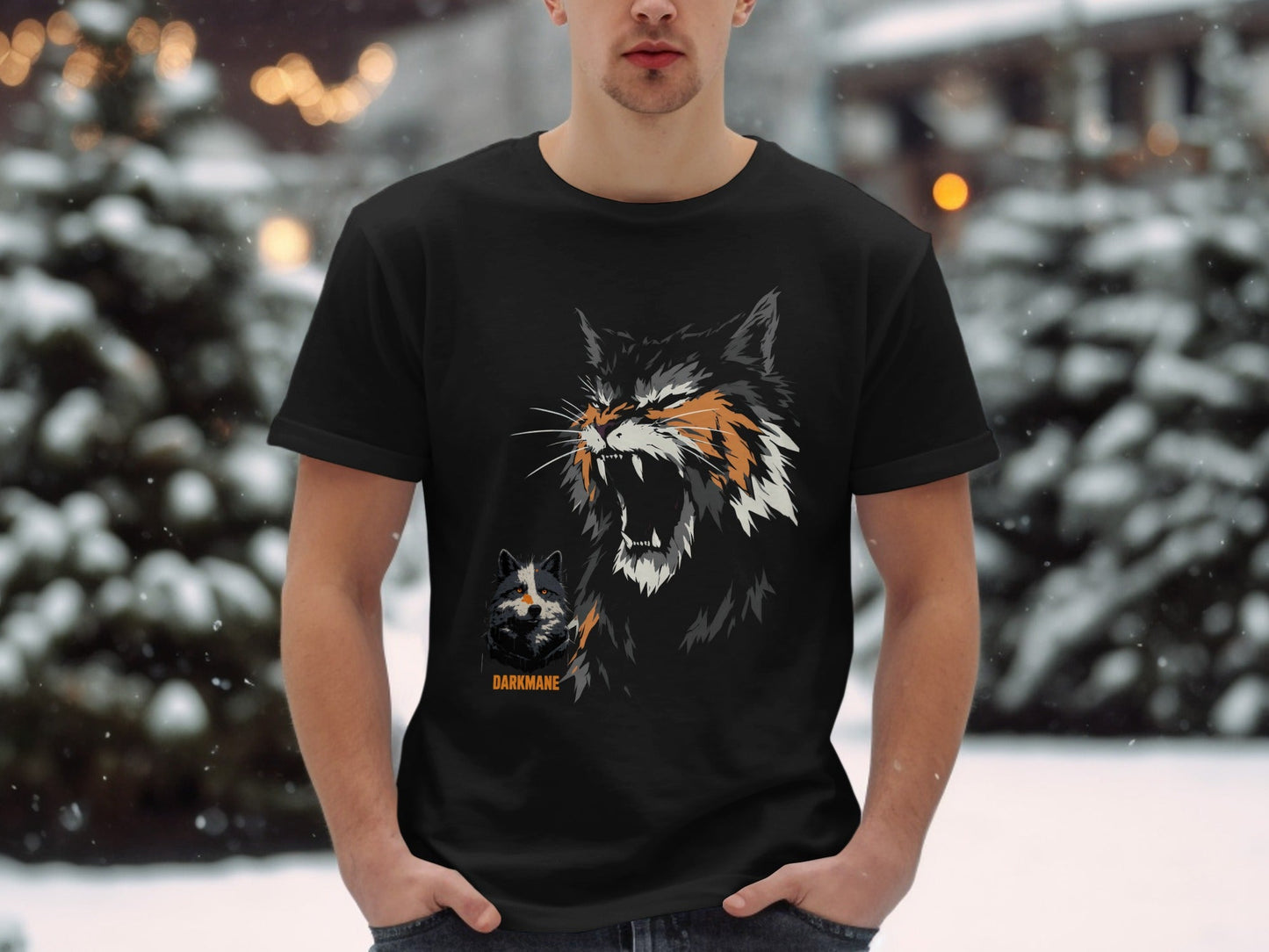 Street Art Darkmane Wildlife Graphic Unisex T-Shirt Sizes S - 5XL - Darkmane Black T-Shirt - RMA APPAREL - Roclla Media Apparel Store