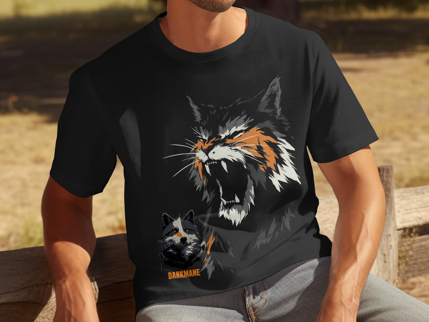 Street Art Darkmane Wildlife Graphic Unisex T-Shirt Sizes S - 5XL - Darkmane Black T-Shirt - RMA APPAREL - Roclla Media Apparel Store