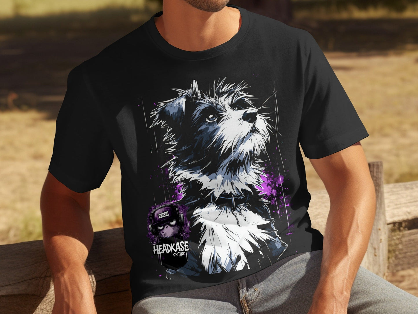 Street Art Dog Design Unisex Sizes S to 5XL T-Shirt - Headcase Crittrz Black T-Shirt - RMA APPAREL - Roclla Media Apparel Store
