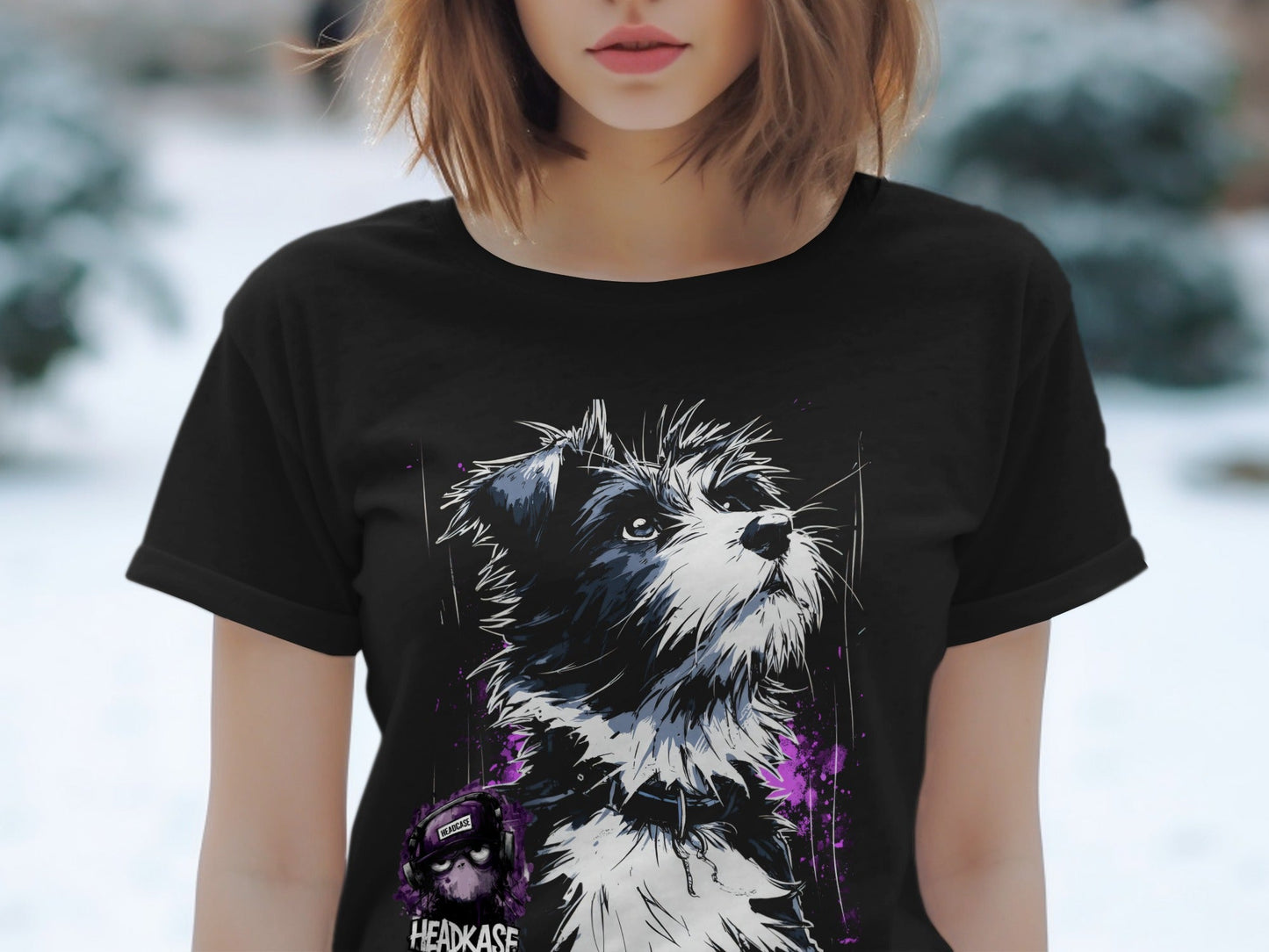 Street Art Dog Design Unisex Sizes S to 5XL T-Shirt - Headcase Crittrz Black T-Shirt - RMA APPAREL - Roclla Media Apparel Store