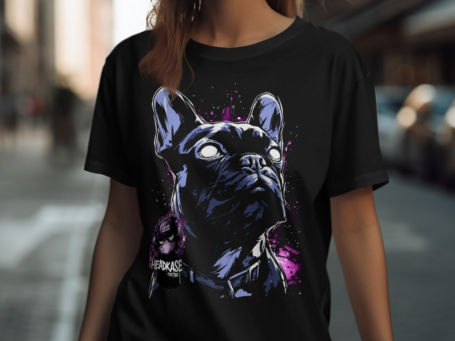 Street Art Dog Urban Style Sizes S 5XL Unisex T-Shirt - Headcase Crittrz Black T-Shirt - RMA APPAREL - Roclla Media Apparel Store