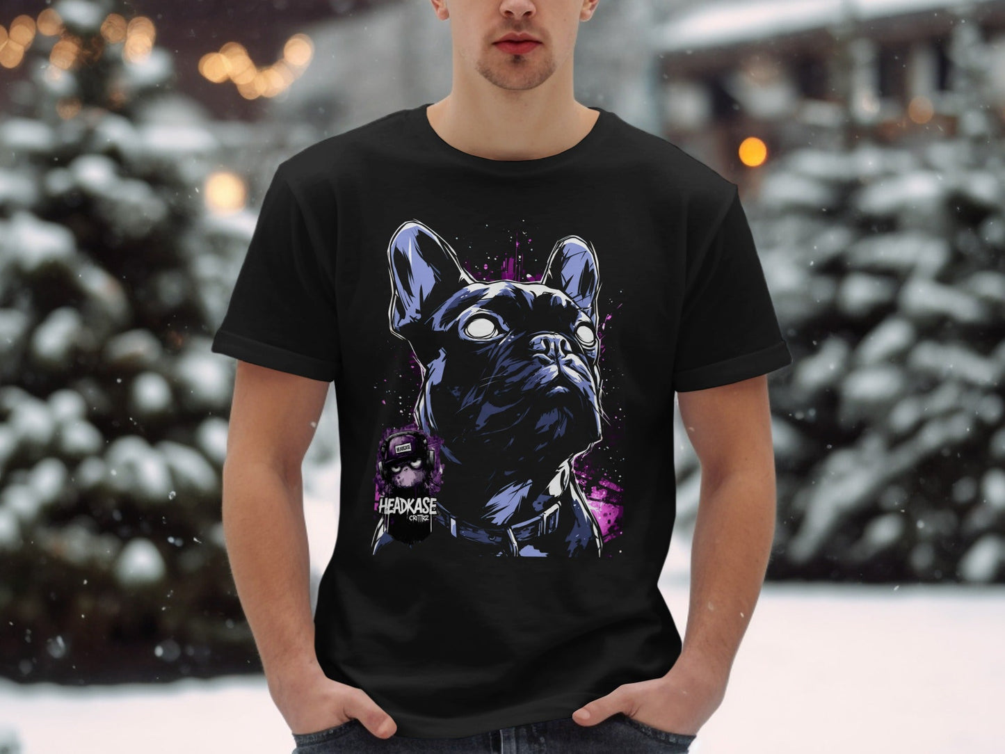 Street Art Dog Urban Style Sizes S 5XL Unisex T-Shirt - Headcase Crittrz Black T-Shirt - RMA APPAREL - Roclla Media Apparel Store
