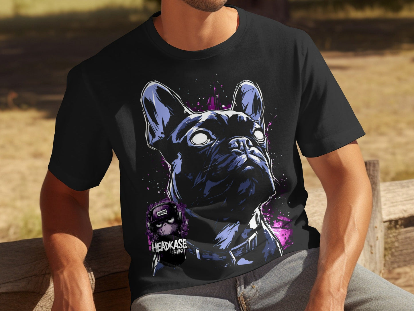 Street Art Dog Urban Style Sizes S 5XL Unisex T-Shirt - Headcase Crittrz Black T-Shirt - RMA APPAREL - Roclla Media Apparel Store