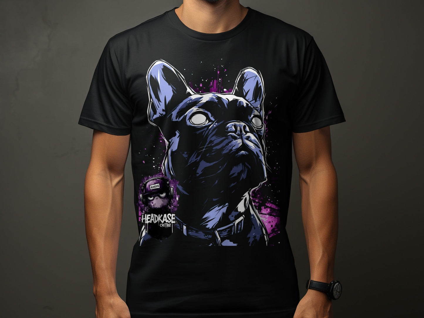 Street Art Dog Urban Style Sizes S 5XL Unisex T-Shirt - Headcase Crittrz Black T-Shirt - RMA APPAREL - Roclla Media Apparel Store