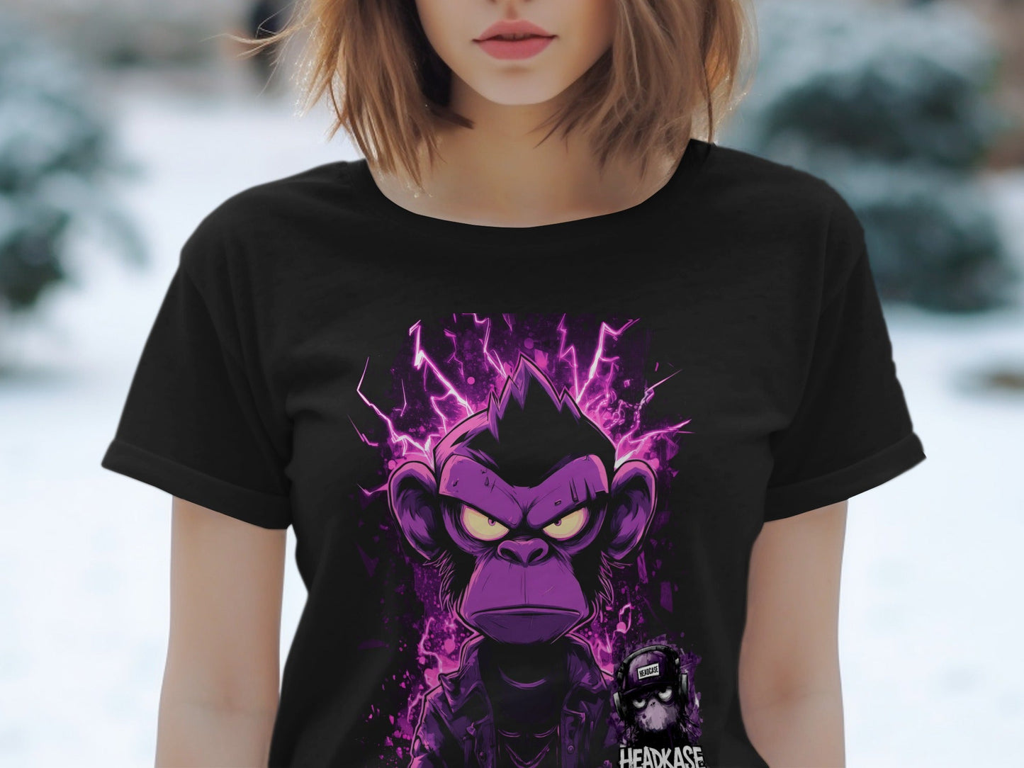 Street Art Electric Monkey Unisex Sizes S to 5XL T-Shirt - Headcase Crittrz Black T-Shirt - RMA APPAREL - Roclla Media Apparel Store