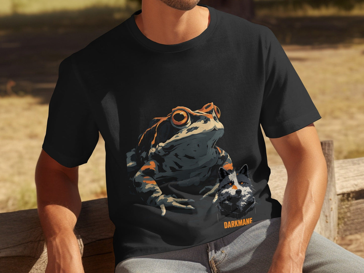 Street Art Frog Wildlife Design Mens Womens Unisex T-Shirt - Darkmane Black T-Shirt - RMA APPAREL - Roclla Media Apparel Store