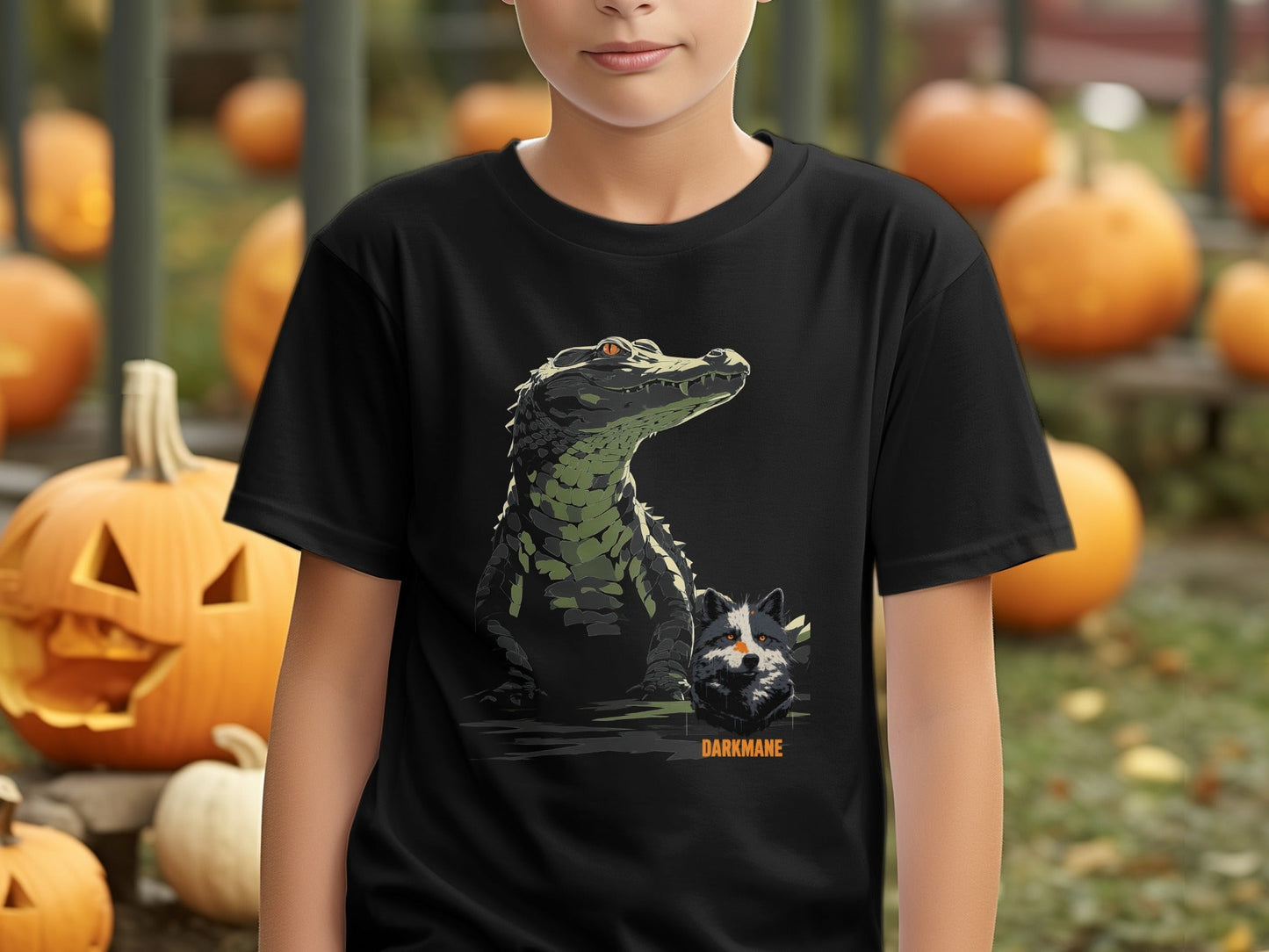 Street Art Gator And Wildlife Illustration Unisex T-Shirt - Darkmane Black T-Shirt - RMA APPAREL - Roclla Media Apparel Store