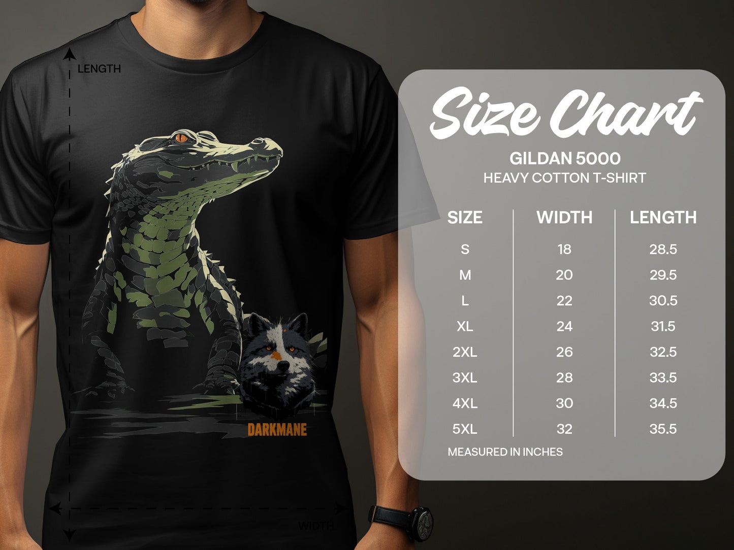 Street Art Gator And Wildlife Illustration Unisex T-Shirt - Darkmane Black T-Shirt - RMA APPAREL - Roclla Media Apparel Store