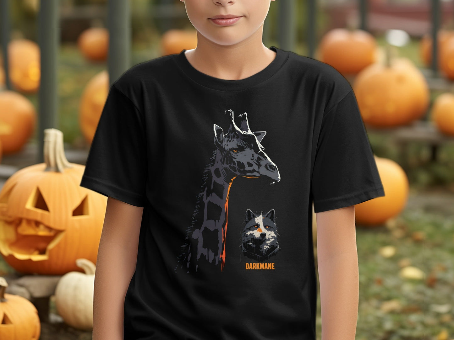 Street Art Giraffe and Wildlife Design Mens Womens T-Shirt - Darkmane Black T-Shirt - RMA APPAREL - Roclla Media Apparel Store