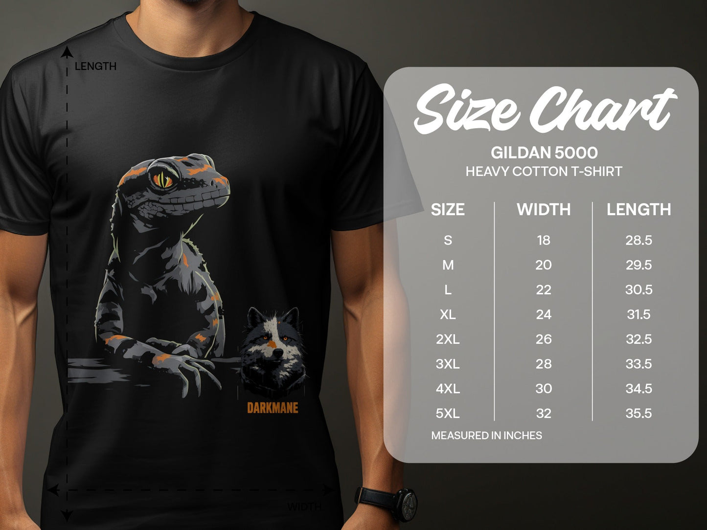 Street Art Lizard Wildlife Design Mens and Womens T-Shirt - Darkmane Black T-Shirt - RMA APPAREL - Roclla Media Apparel Store